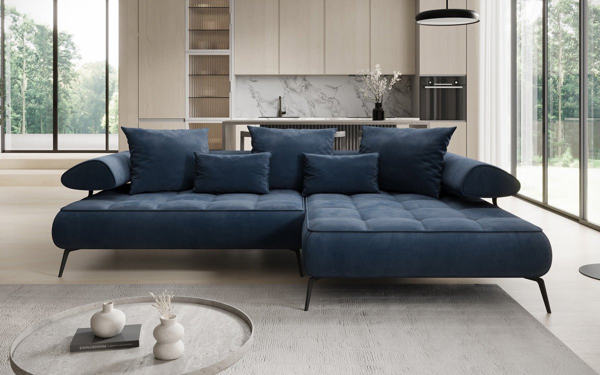 Designer Sofa Sydney L II Samt mit elektrischer Schlaffunktion