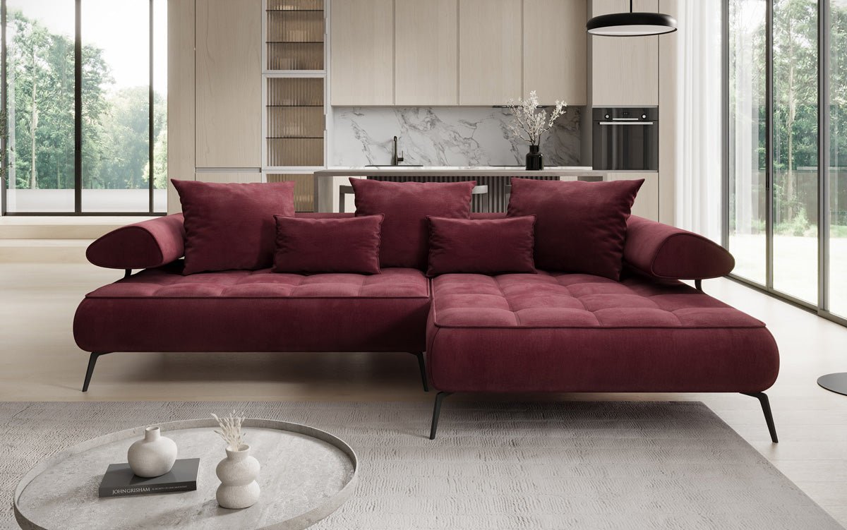 Designer Sofa Sydney L II Samt mit elektrischer Schlaffunktion