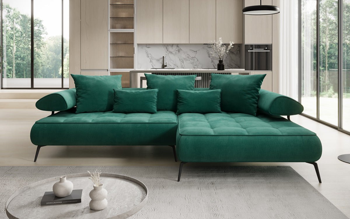 Designer Sofa Sydney L II Samt mit elektrischer Schlaffunktion