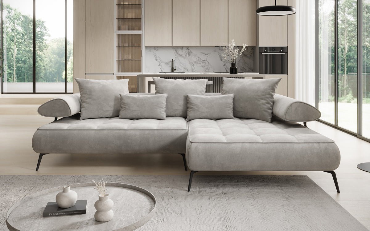 Designer Sofa Sydney L II Samt mit elektrischer Schlaffunktion