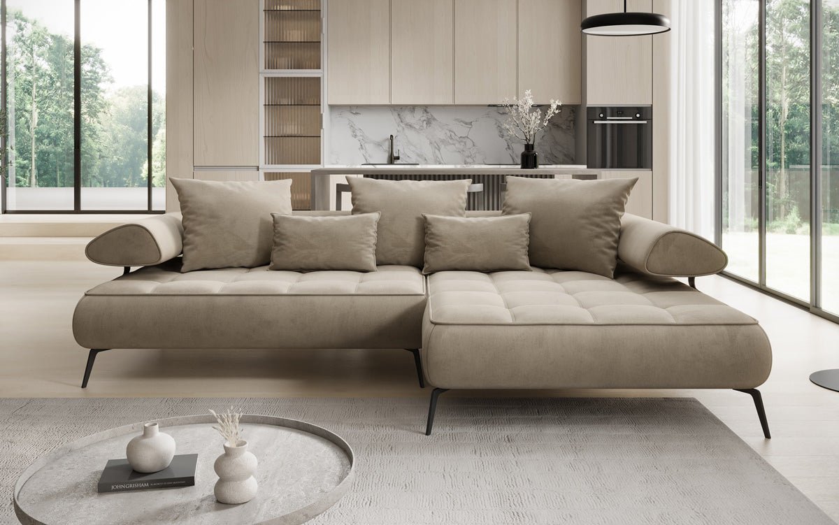 Designer Sofa Sydney L II Samt mit elektrischer Schlaffunktion