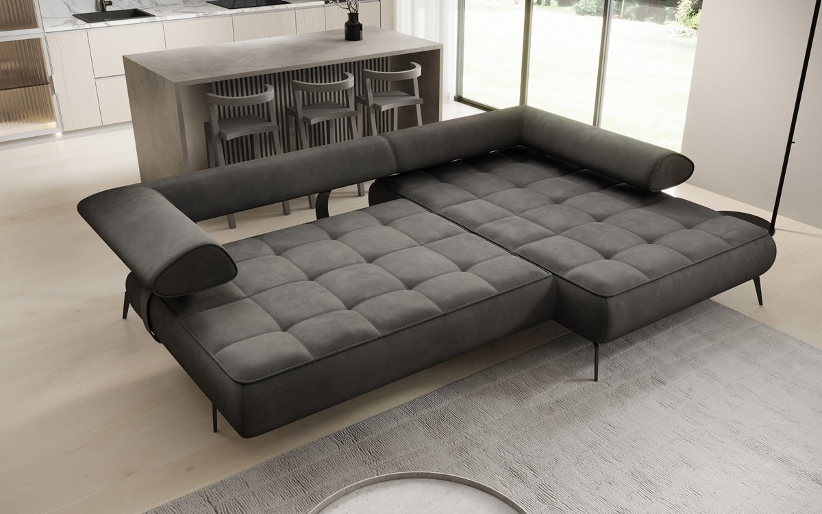 Designer Sofa Sydney L II Samt mit elektrischer Schlaffunktion