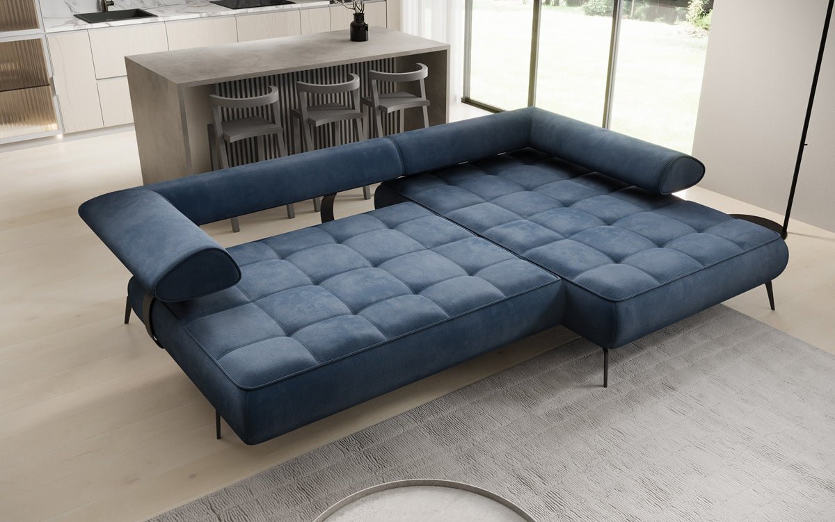 Designer Sofa Sydney L II Samt mit elektrischer Schlaffunktion
