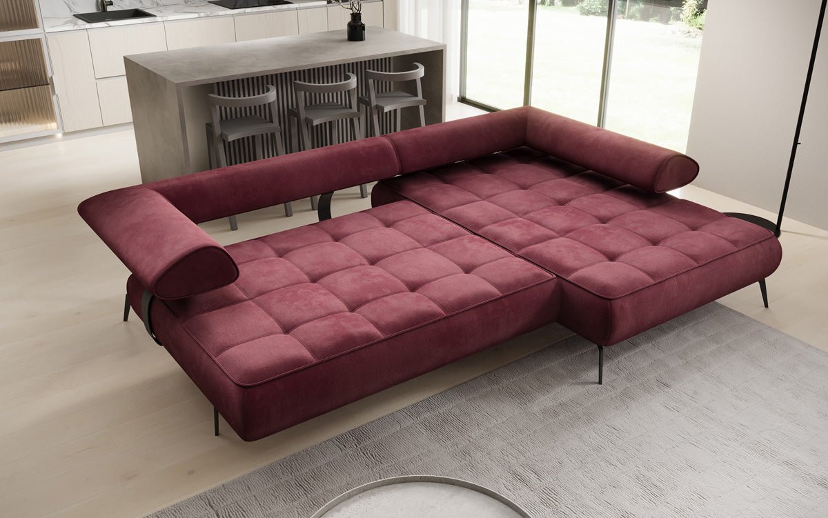 Designer Sofa Sydney L II Samt mit elektrischer Schlaffunktion