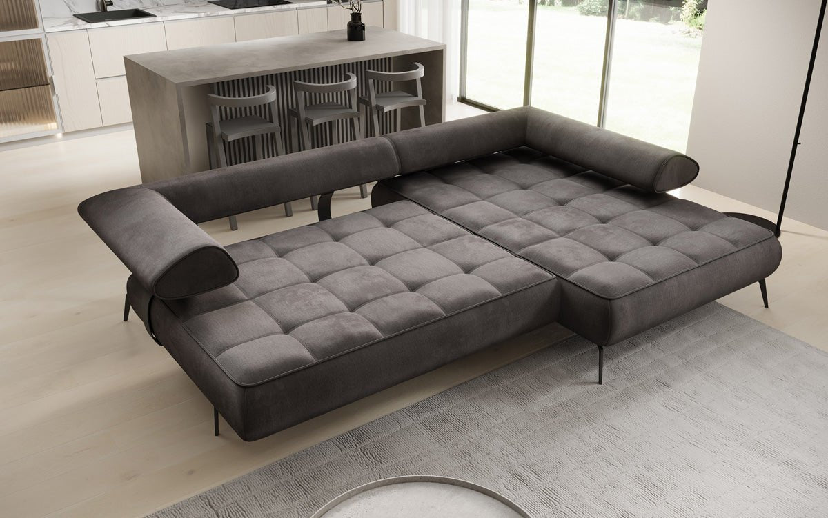 Designer Sofa Sydney L II Samt mit elektrischer Schlaffunktion