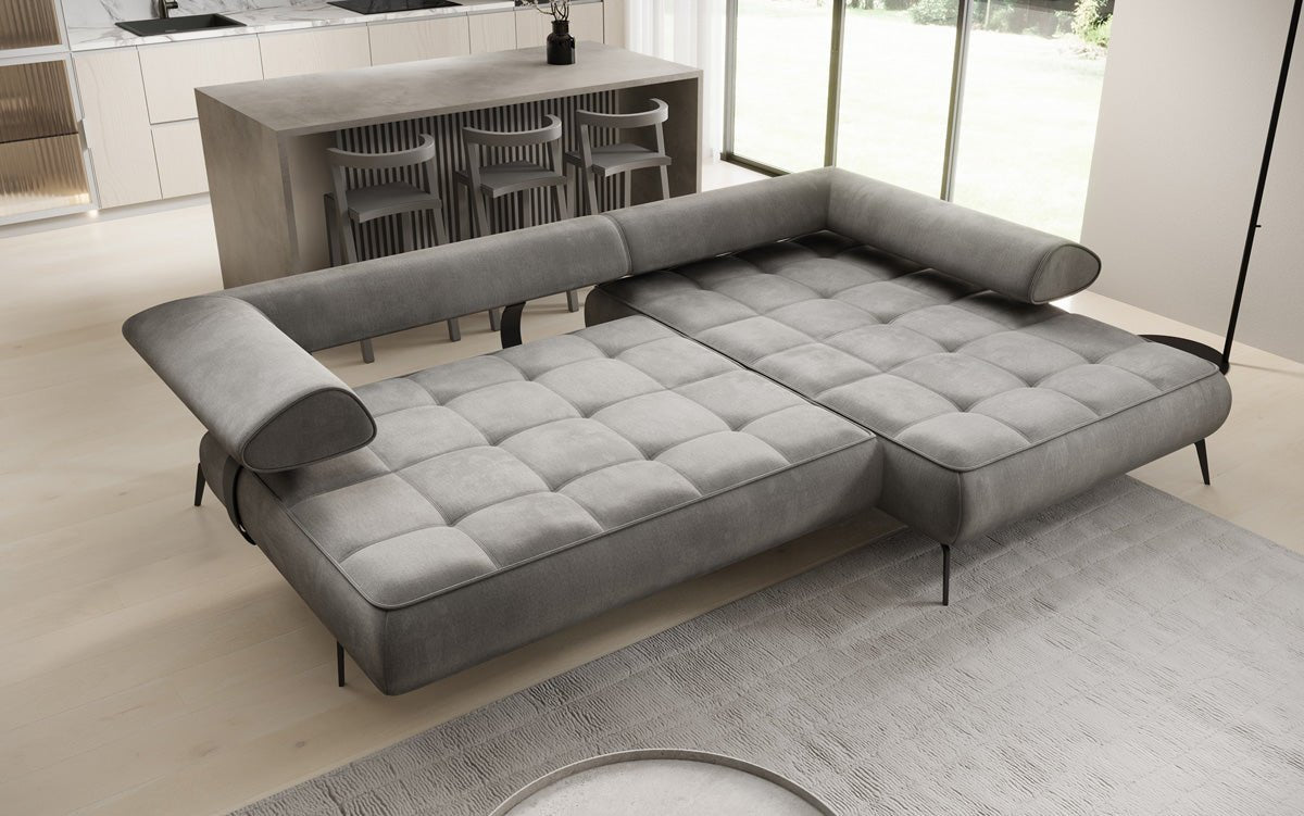 Designer Sofa Sydney L II Samt mit elektrischer Schlaffunktion