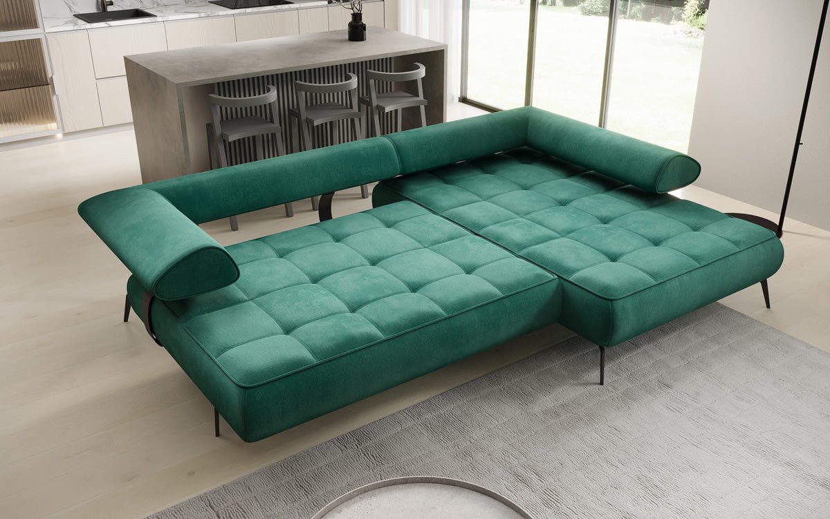Designer Sofa Sydney L II Samt mit elektrischer Schlaffunktion