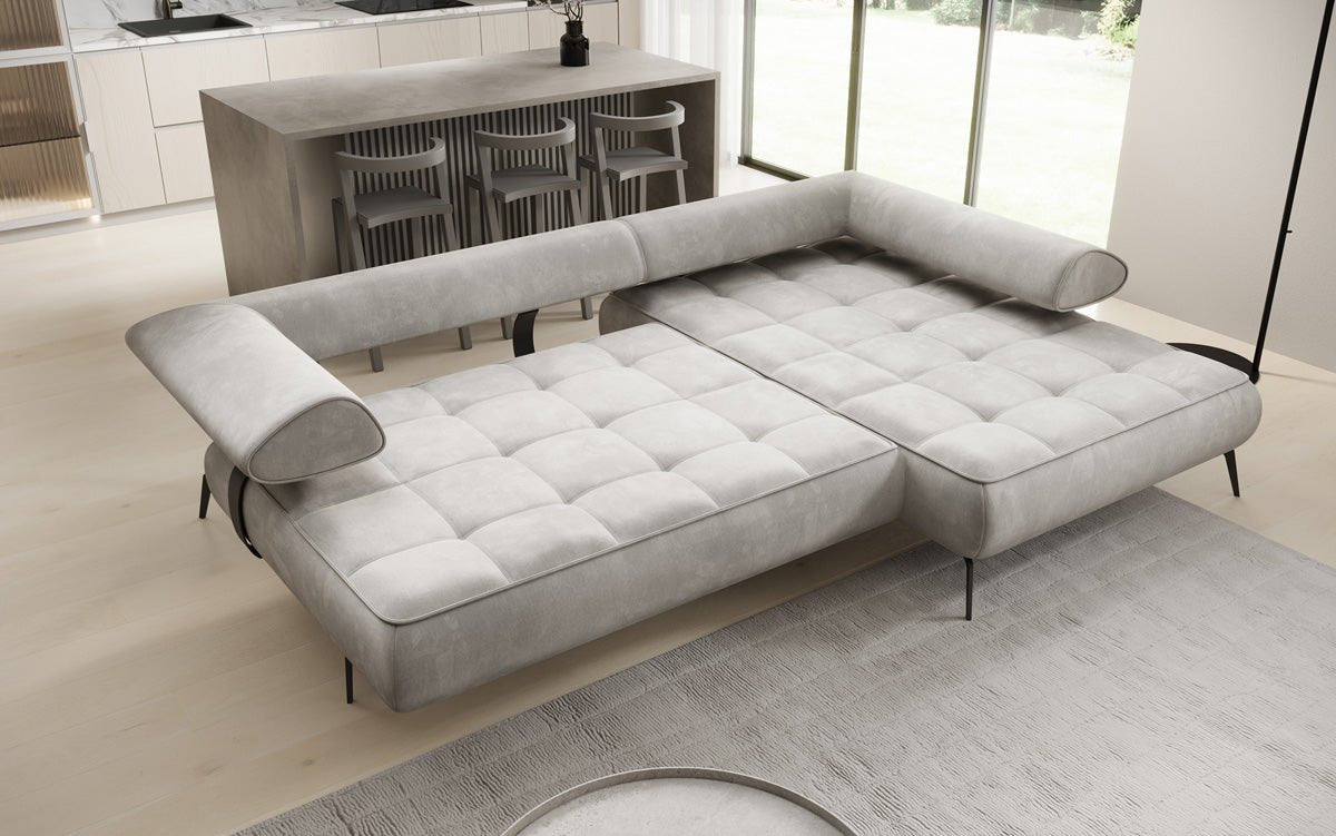 Designer Sofa Sydney L II Samt mit elektrischer Schlaffunktion