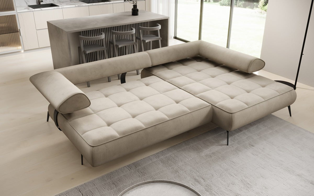 Designer Sofa Sydney L II Samt mit elektrischer Schlaffunktion