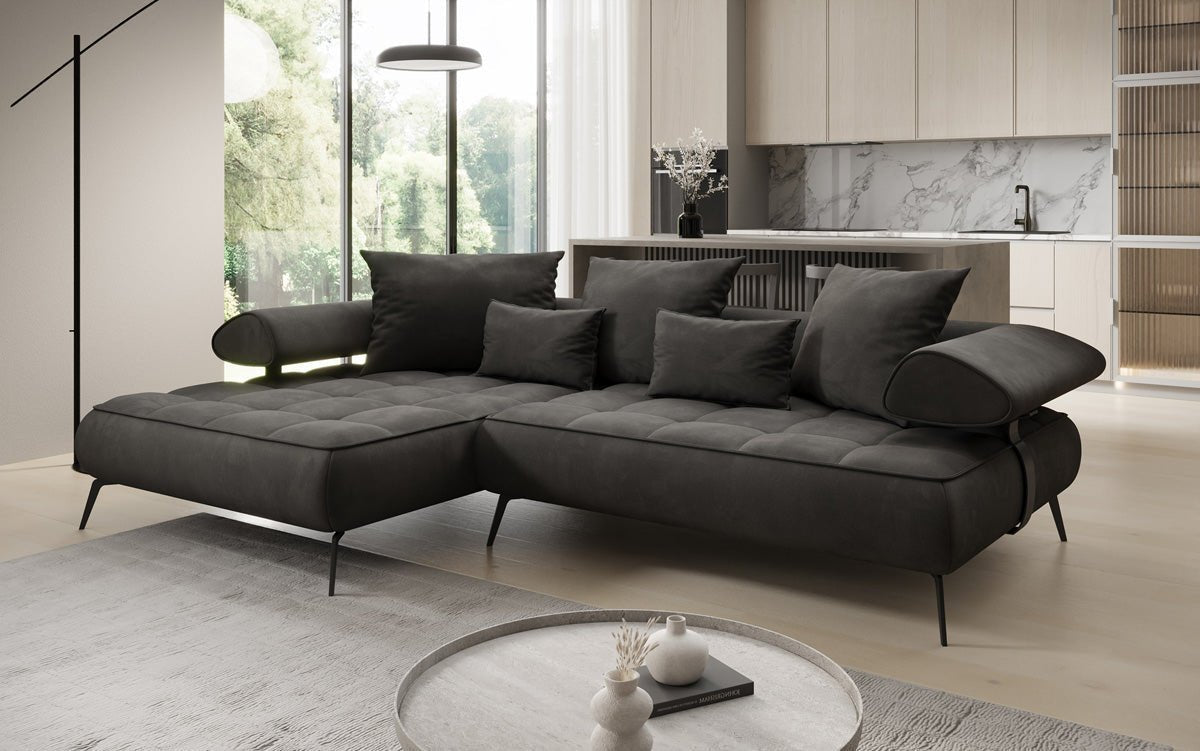 Designer Sofa Sydney L II Samt mit elektrischer Schlaffunktion
