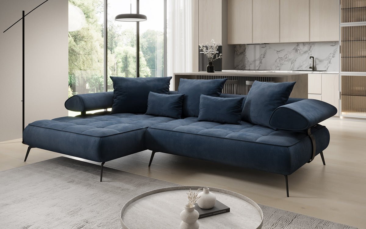 Designer Sofa Sydney L II Samt mit elektrischer Schlaffunktion