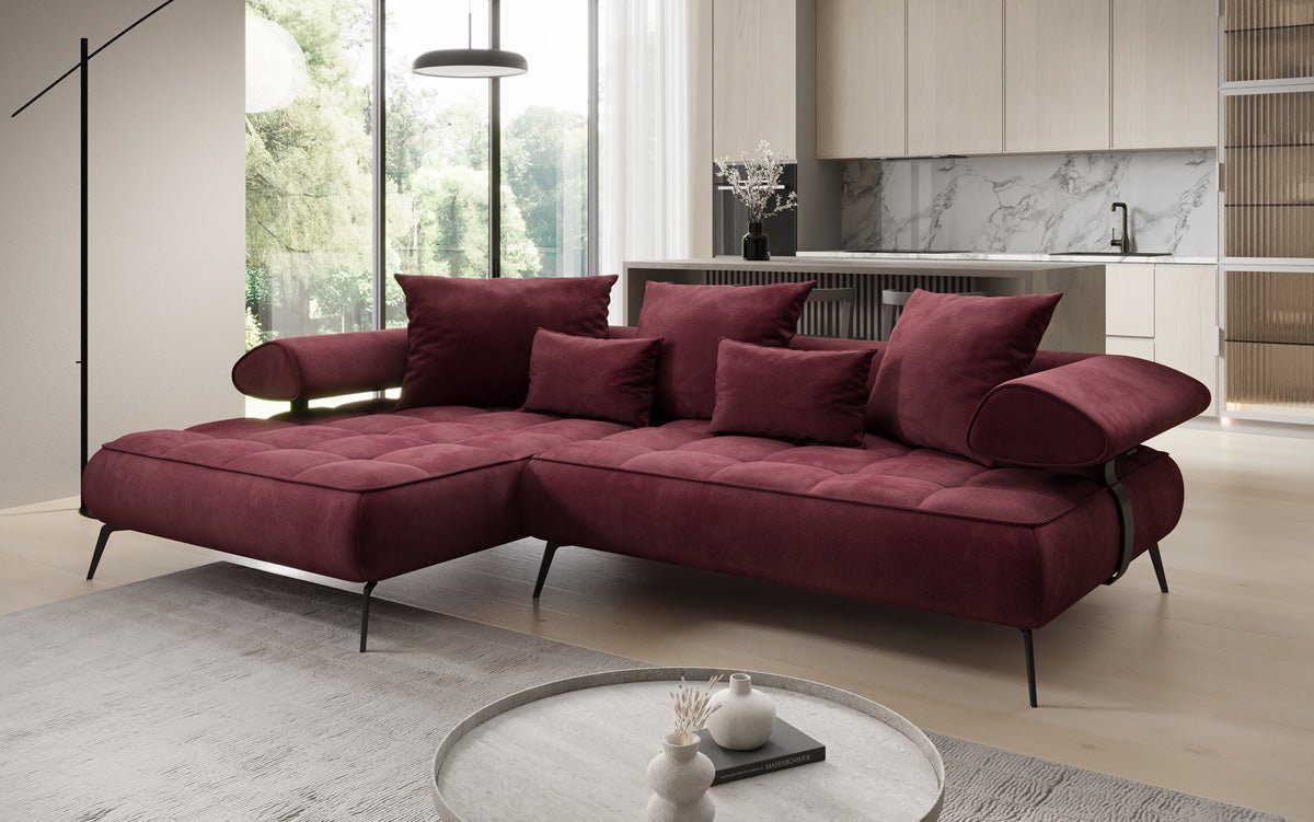 Designer Sofa Sydney L II Samt mit elektrischer Schlaffunktion