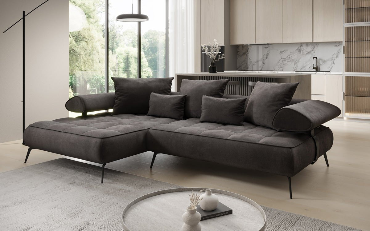 Designer Sofa Sydney L II Samt mit elektrischer Schlaffunktion