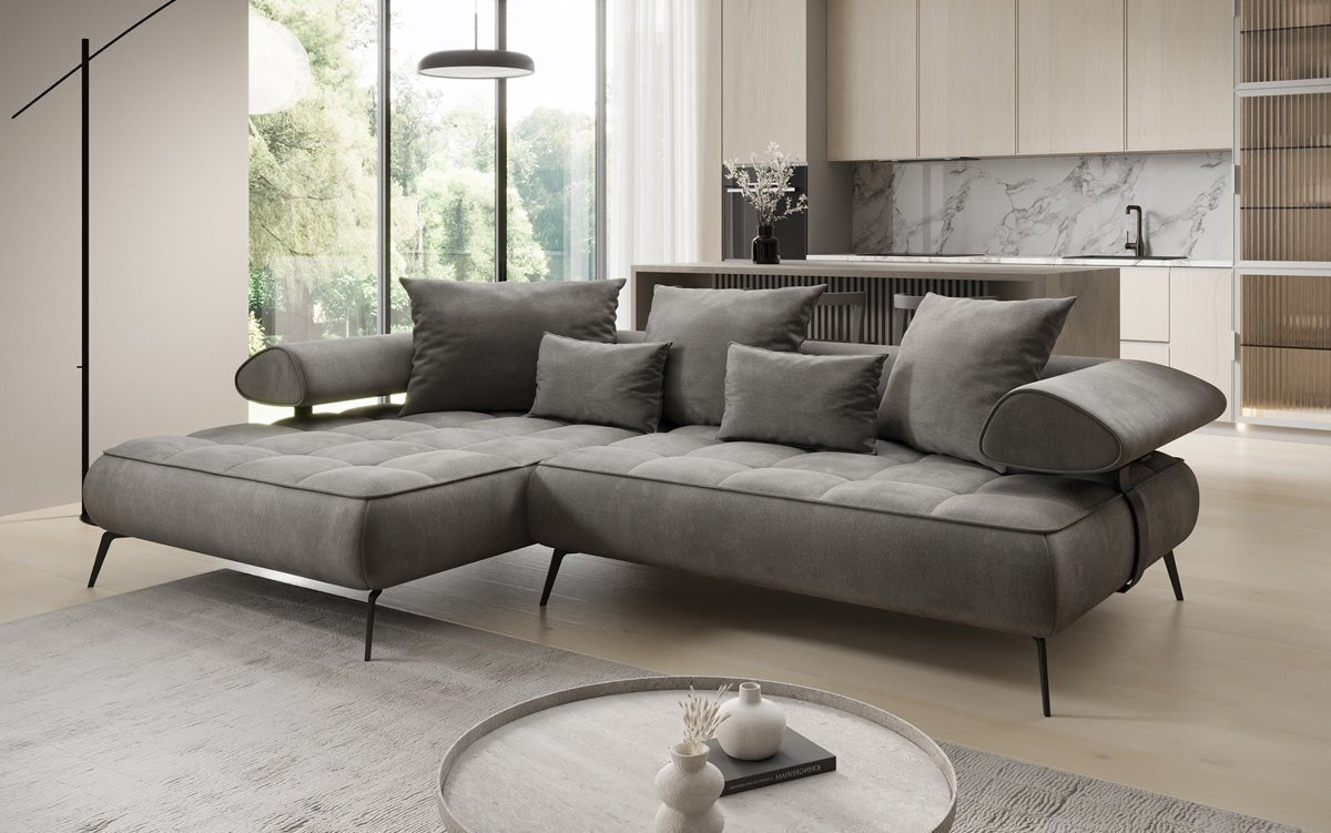 Designer Sofa Sydney L II Samt mit elektrischer Schlaffunktion