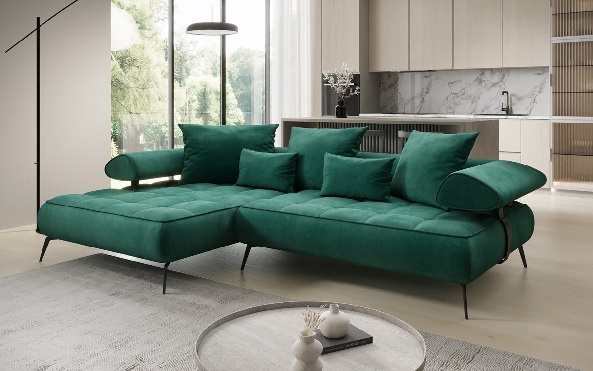 Designer Sofa Sydney L II Samt mit elektrischer Schlaffunktion