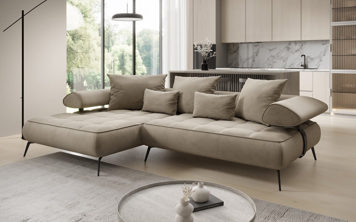 Designer Sofa Sydney L II Samt mit elektrischer Schlaffunktion