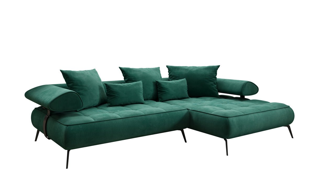 Designer Sofa Sydney L II Samt mit elektrischer Schlaffunktion