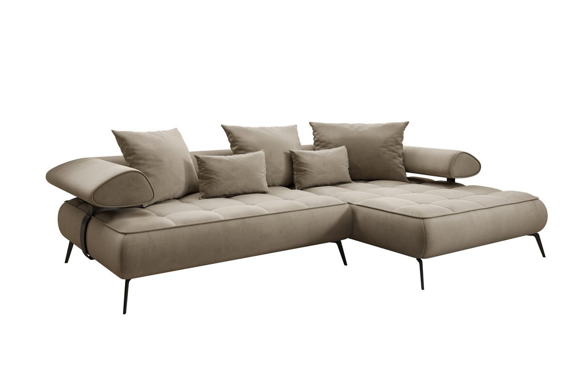 Designer Sofa Sydney L II Samt mit elektrischer Schlaffunktion