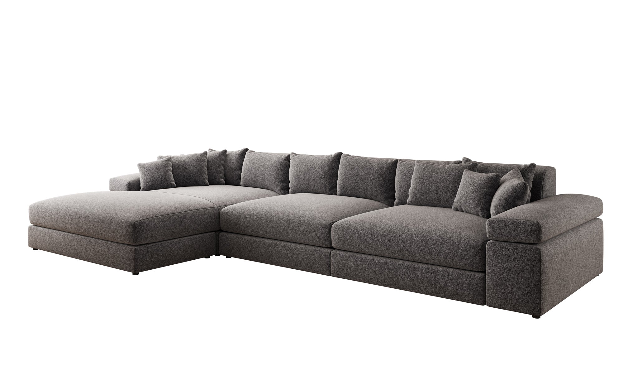 Designer Sofa Bernardo L Maxi mit breiter Ottomane in Strukturstoff