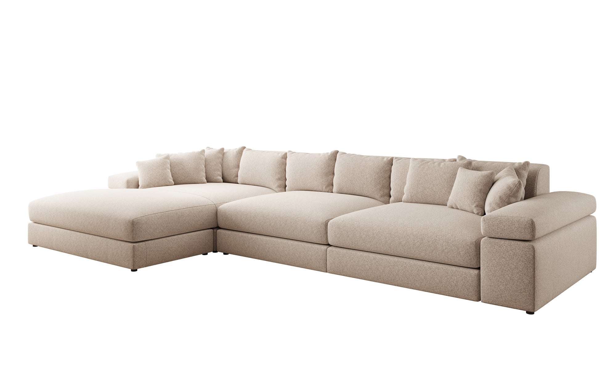 Designer Sofa Bernardo L Maxi mit breiter Ottomane in Strukturstoff