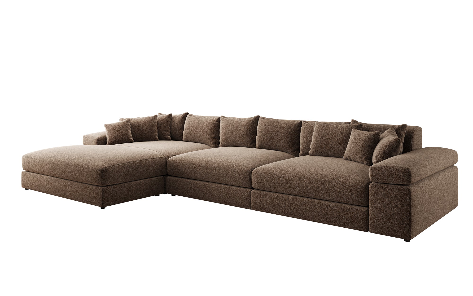 Designer Sofa Bernardo L Maxi mit breiter Ottomane in Strukturstoff