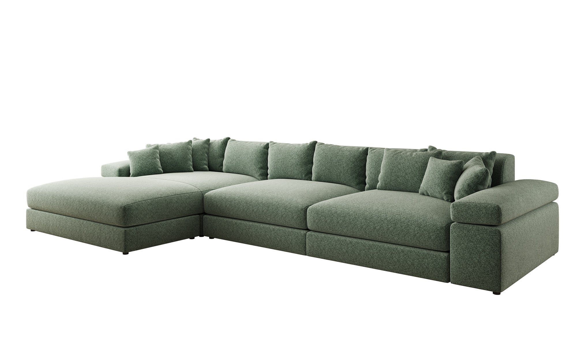 Designer Sofa Bernardo L Maxi mit breiter Ottomane in Strukturstoff