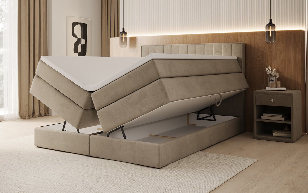 Boxspringbett Avera mit Stauraum in Samt