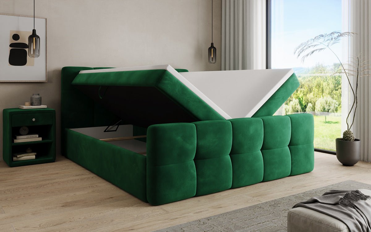 Boxspringbett Cozy Samt mit Stauraum