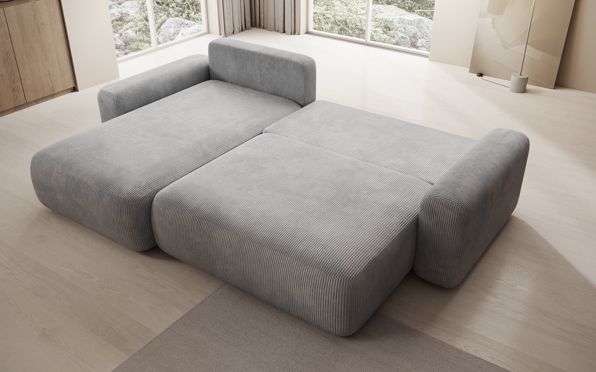 Designer Sofa Lola mit Schlaf- und Klappfunktion in Cord