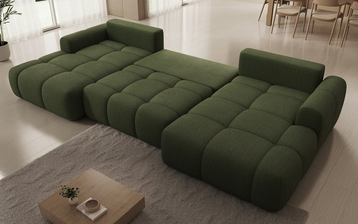 Designer Sofa Analfi U mit Schlaf- und Klappfunktion in Bouclé