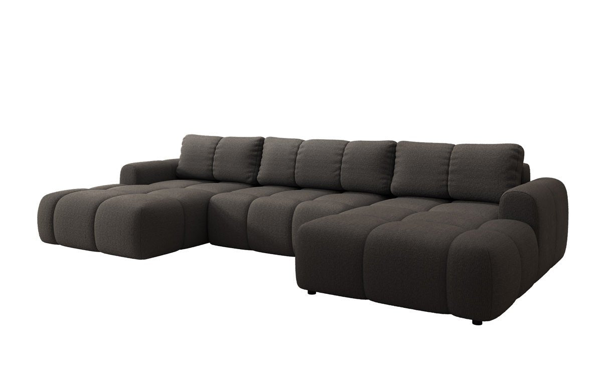 Designer Sofa Analfi U mit Schlaf- und Klappfunktion in Bouclé