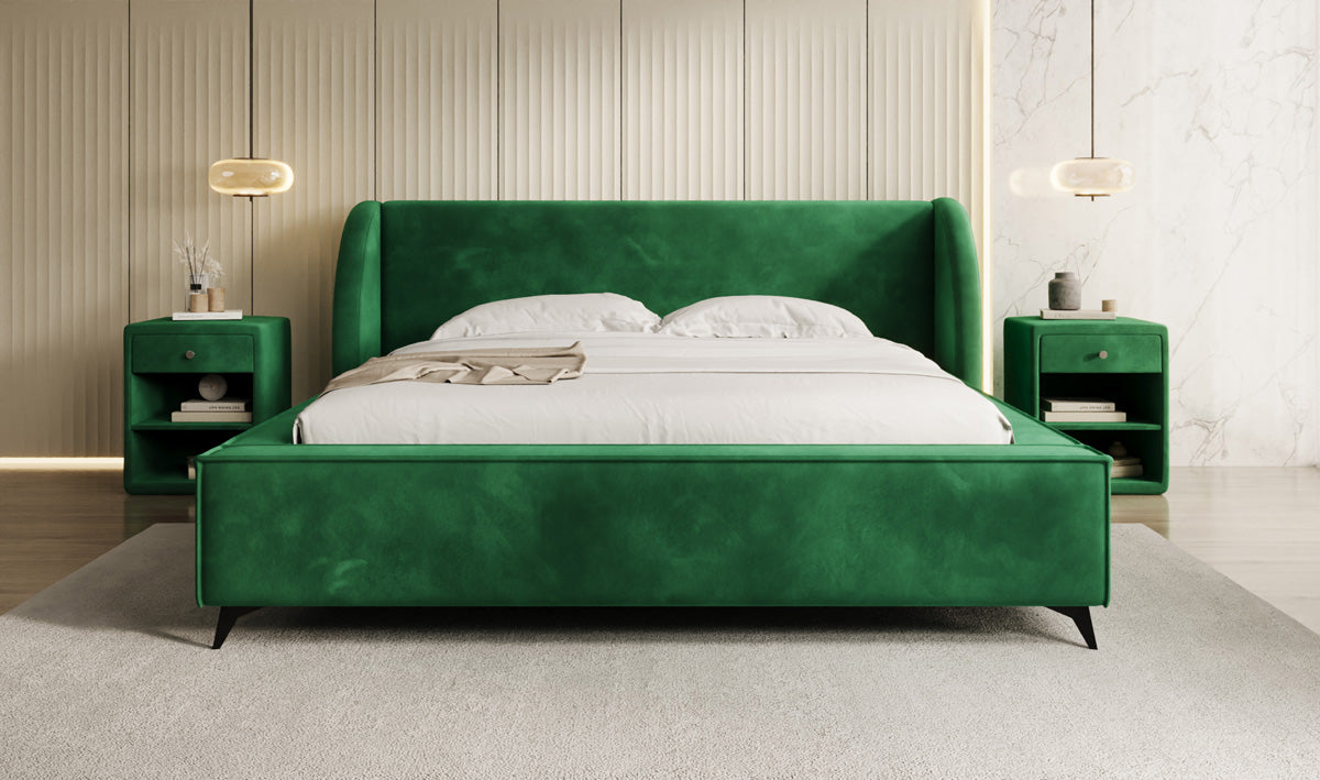 Designer Polsterbett Freya in Samt mit Stauraum