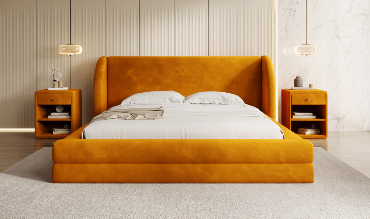 Designer Polsterbett Liv in Samt mit Stauraum