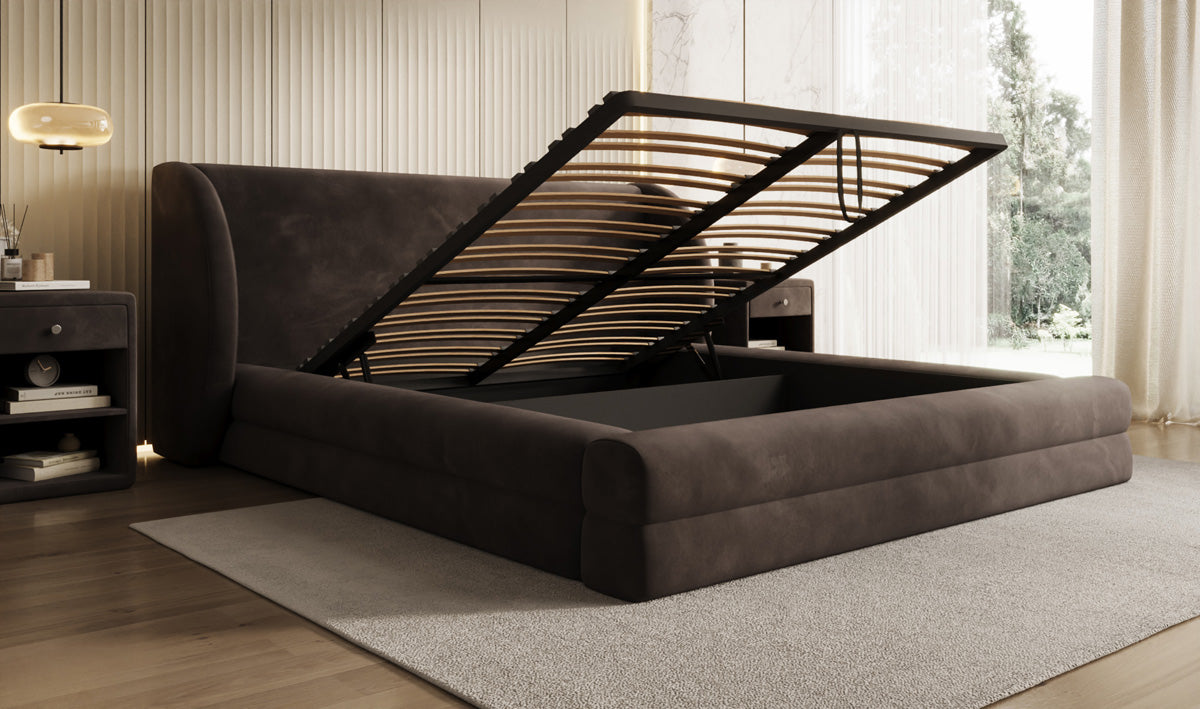 Designer Polsterbett Liv in Samt mit Stauraum