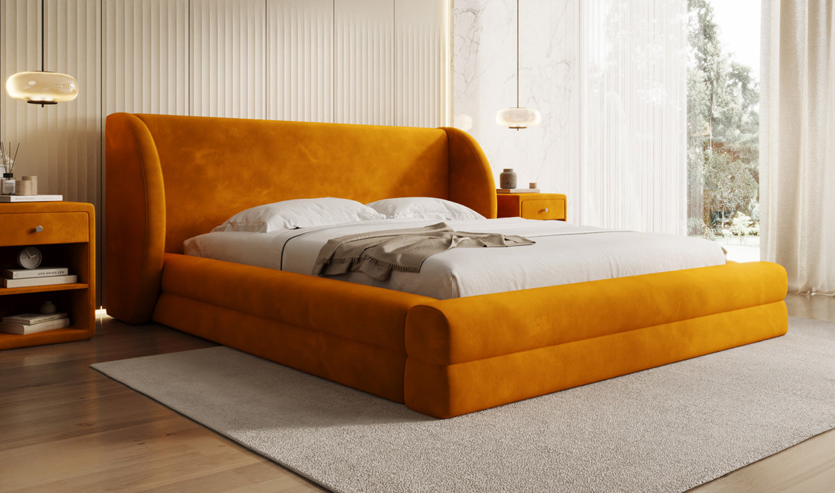 Designer Polsterbett Liv in Samt mit Stauraum