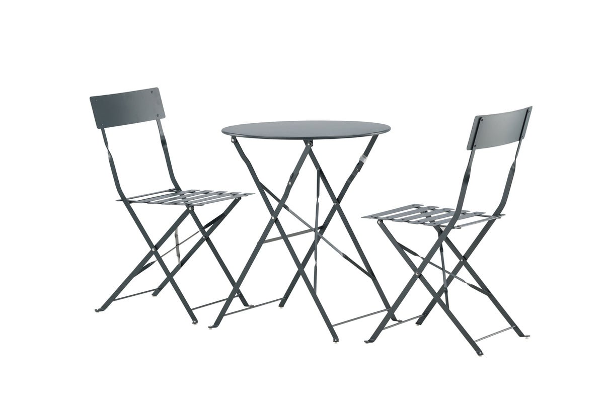 Café Set Bordeaux - 2er Set Stühle inklusive Tisch in Dunkelgrau