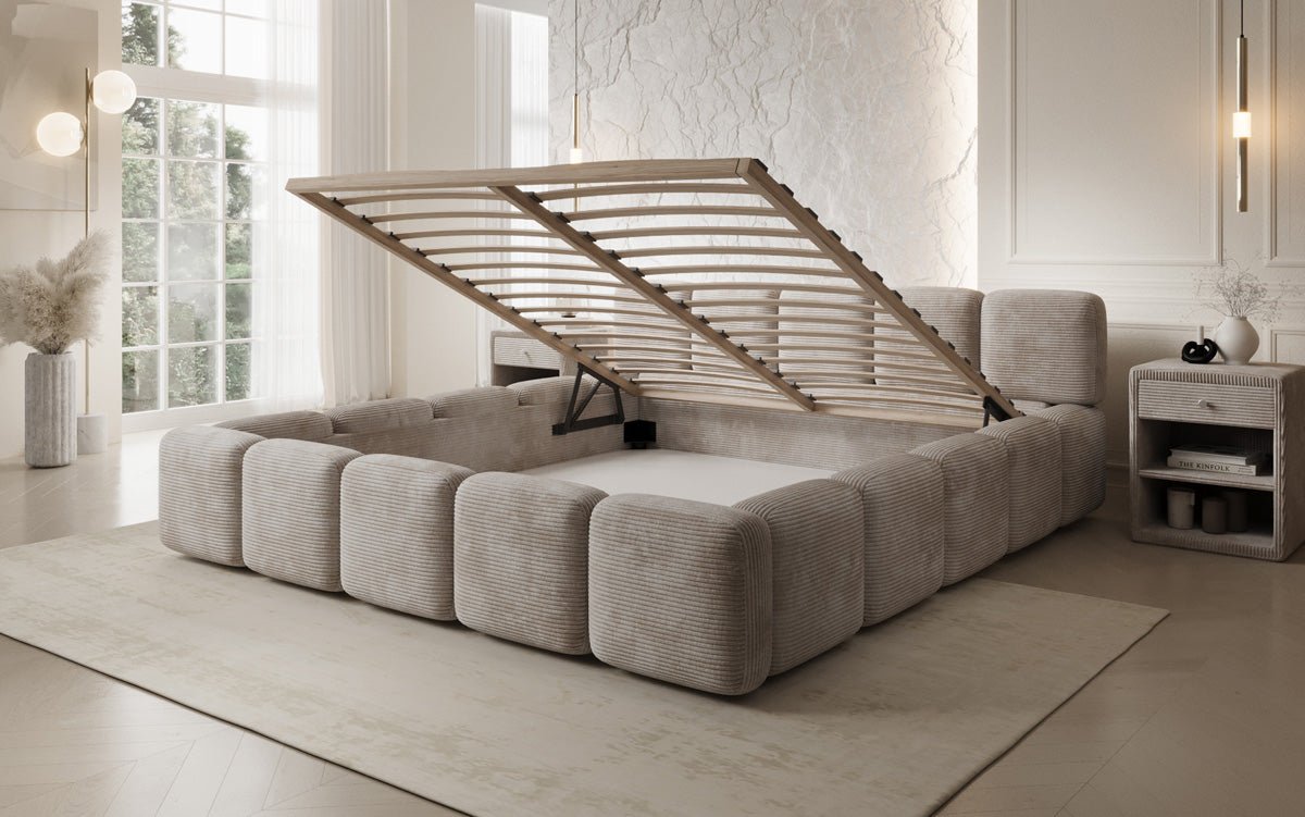 Designer Polsterbett Giulia Cord mit Stauraum