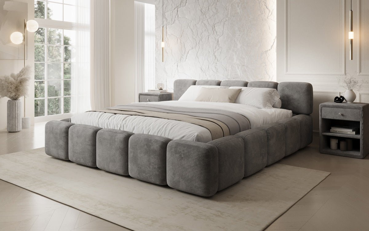 Designer Polsterbett Giulia Cord mit Stauraum