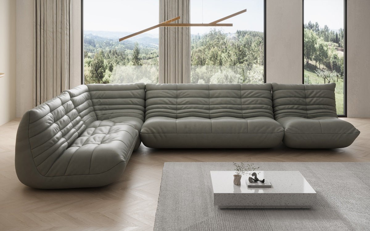 Designer Sofa Wohnlandschaft Calmo in Echtleder