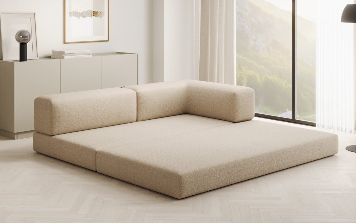 Designer Sofa/Chaise Longue Lazy in Bouclé