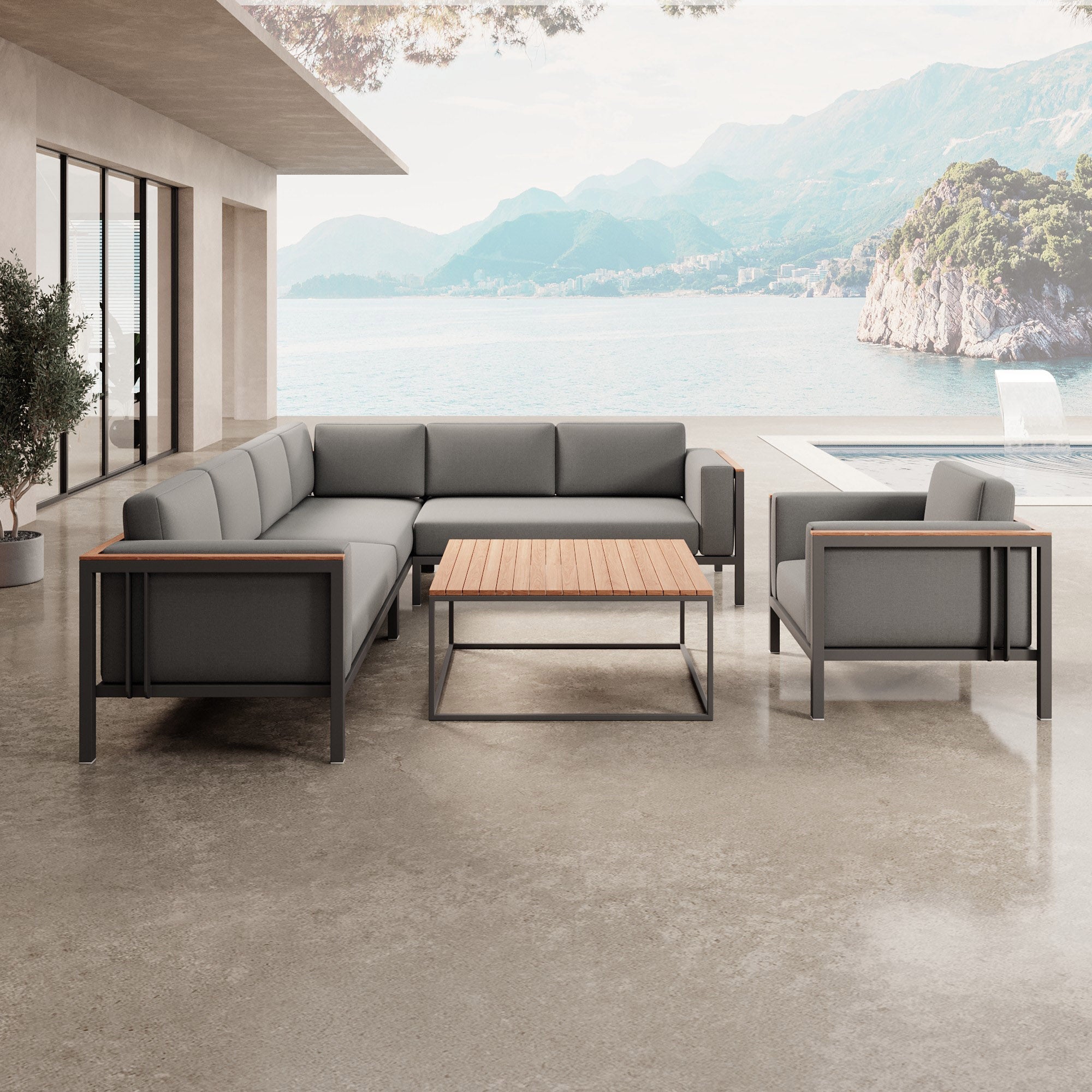 Euphoria – Ecklounge, Loungesessel & Tisch aus Aluminium | Aevora™ Kollektion