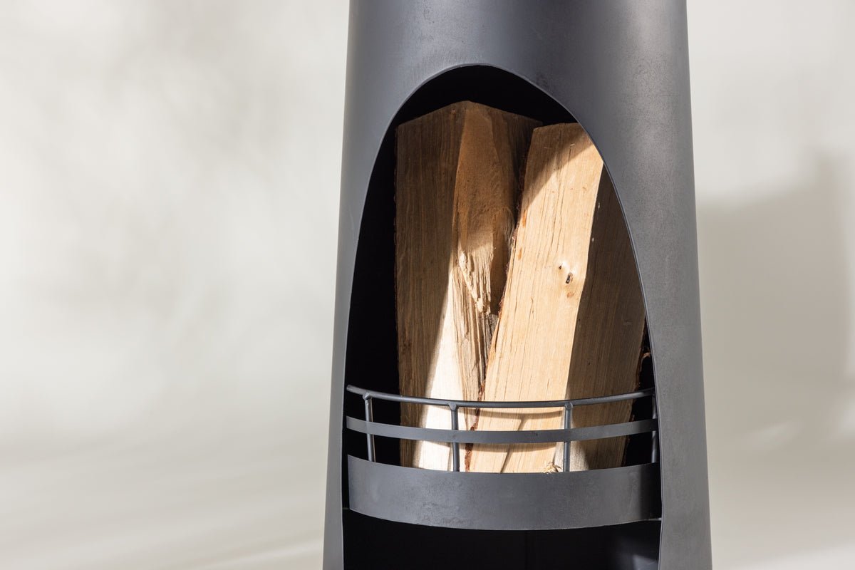 Feuerkorb Wilkus - zylinderförmiger Kamin in Schwarz