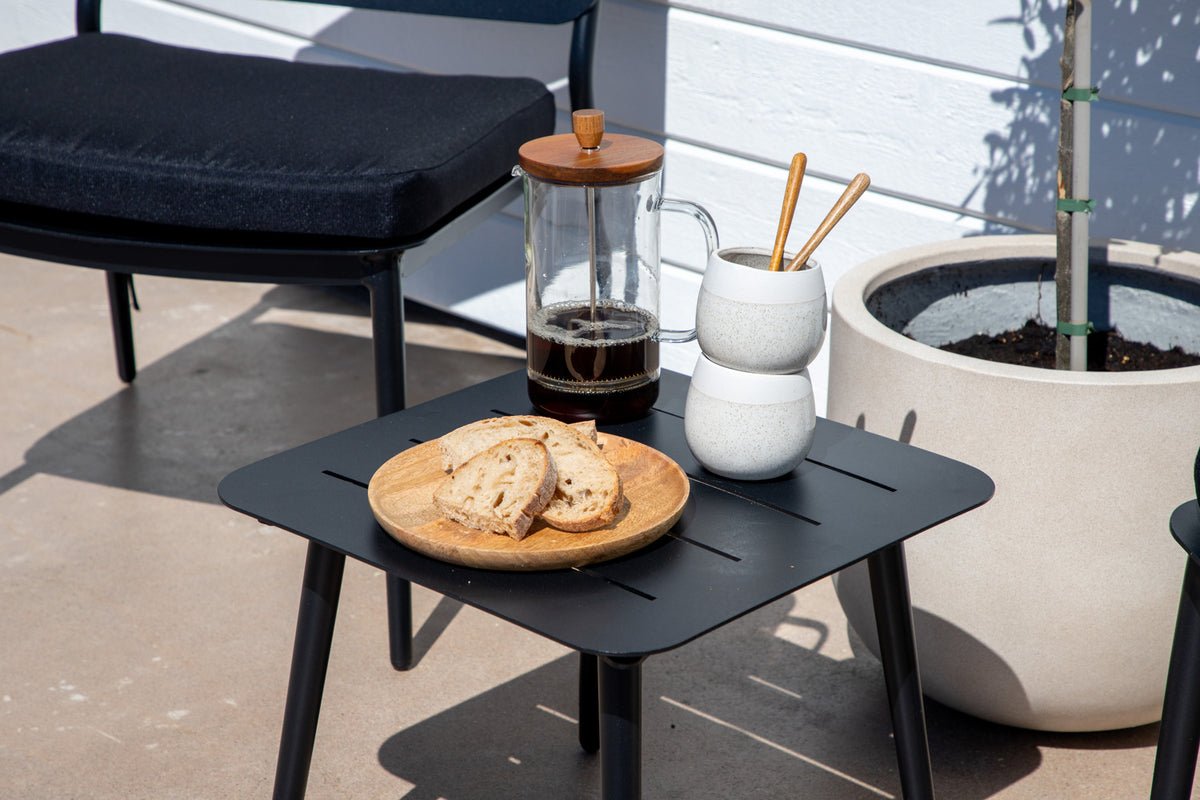 Garten-Couchtisch Dalia - Verfügbar in Schwarz und Beige/Aluminium