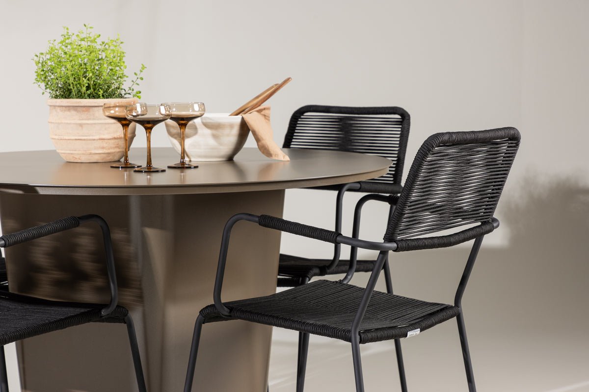 Garten Essgruppe Francesco – 5-teiliges Gartenmöbel-Set mit rundem Tisch aus Aluminium