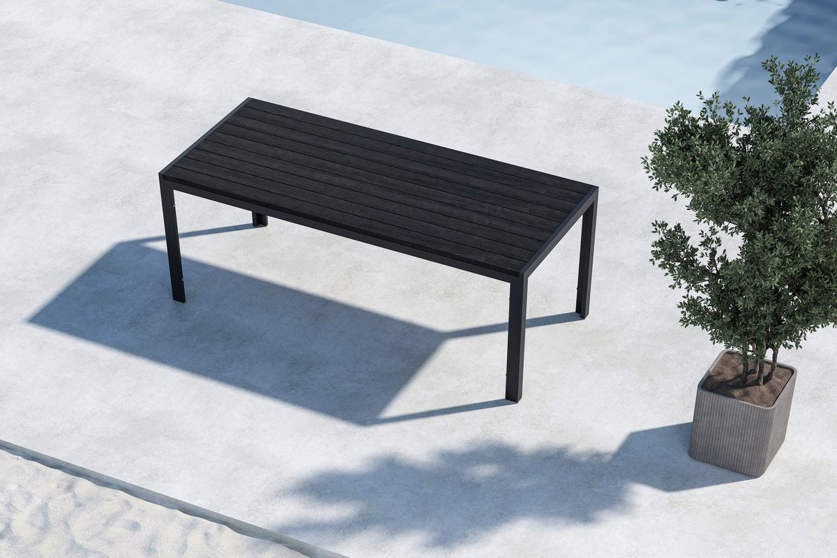 Garten Esstisch Amalfi - 205x90 cm aus Aluminium und Polywood in Beige oder Schwarz
