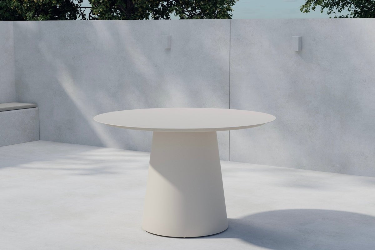 Garten Esstisch Solea - Ø 120cm aus Aluminium in Schwarz oder Beige