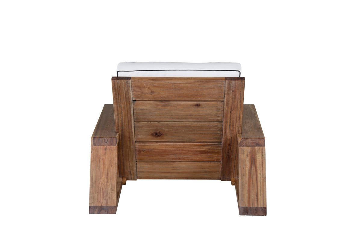 Garten-Loungesessel Daria - aus Akazienholz mit weißen Kissen