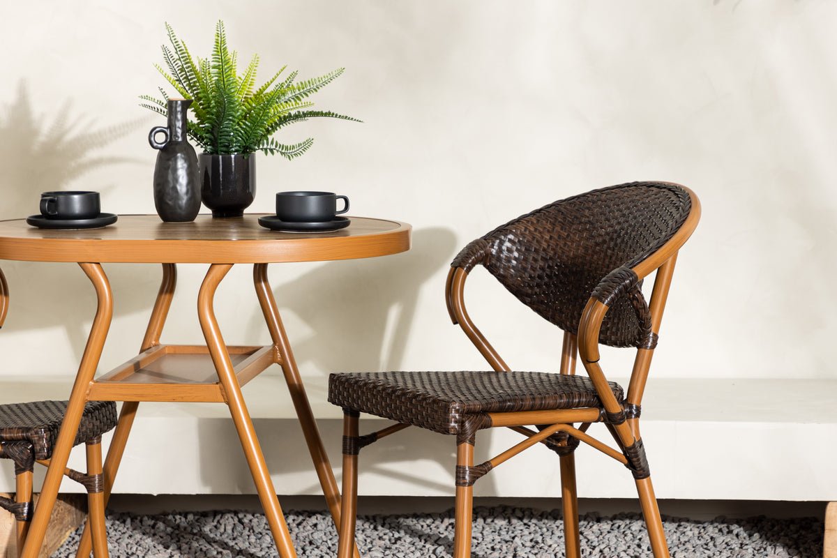 Garten Loungeset Elyon – 3-teiliges Set mit 2 Stühlen & Tisch in Braun