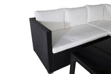 Garten Loungeset Liana – mit schwarzem Geflecht & weißen Kissen