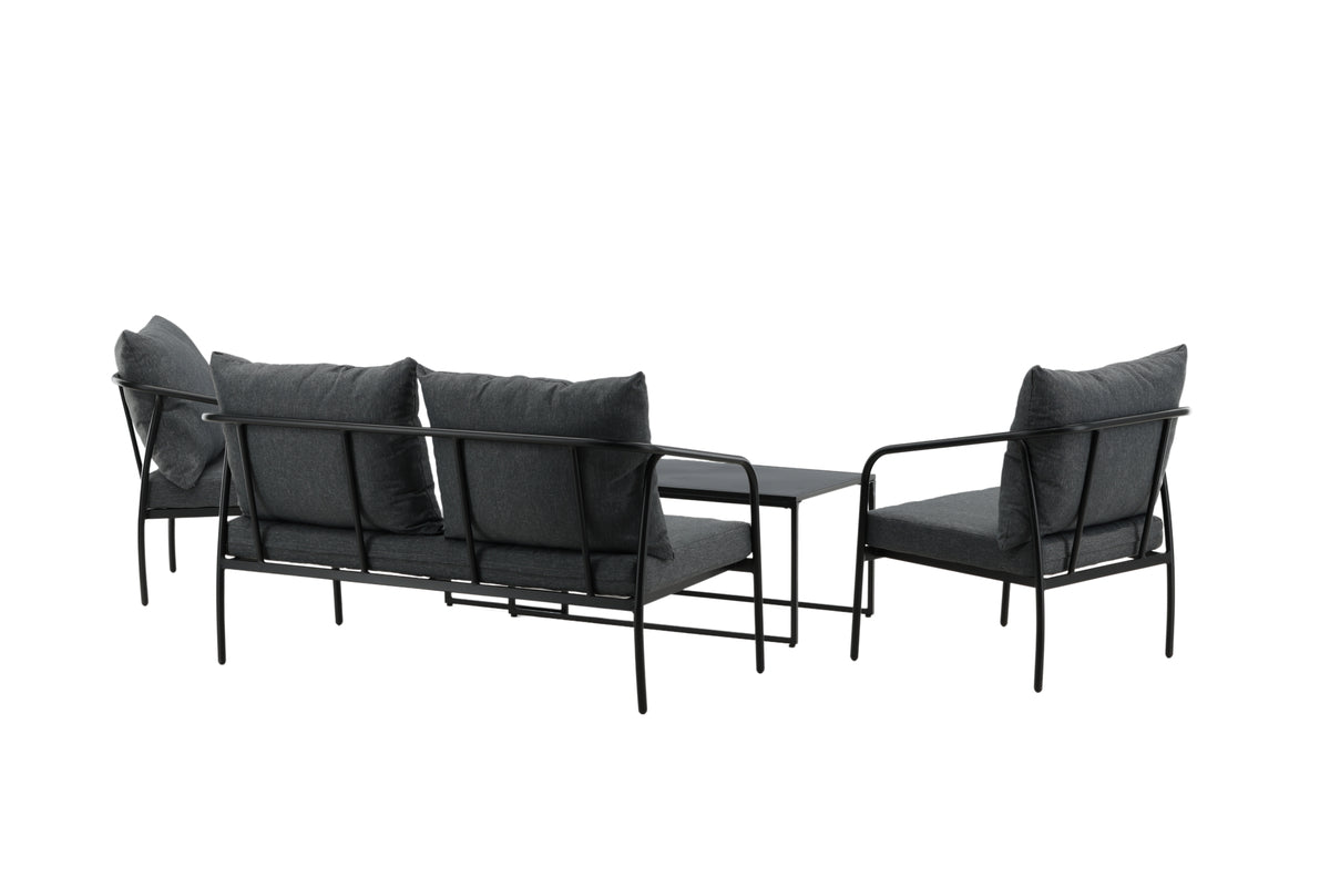 Garten Loungeset Living - aus schwarzem Stahlgestell